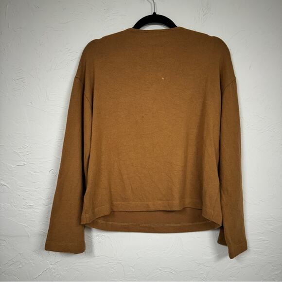 Reformation Brown Organic Cotton Blend V Neck Sweater Women S Bell Sleeve Luxury - Picture 10 of 11